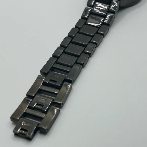 Men’s Curations Brand Black Chrome and Rhinestone Quartz Watch - Picture 7 of 8